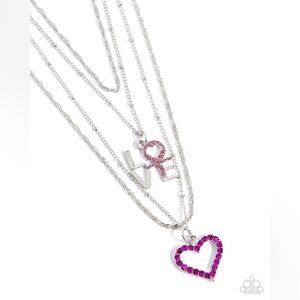 Silver heart love necklace